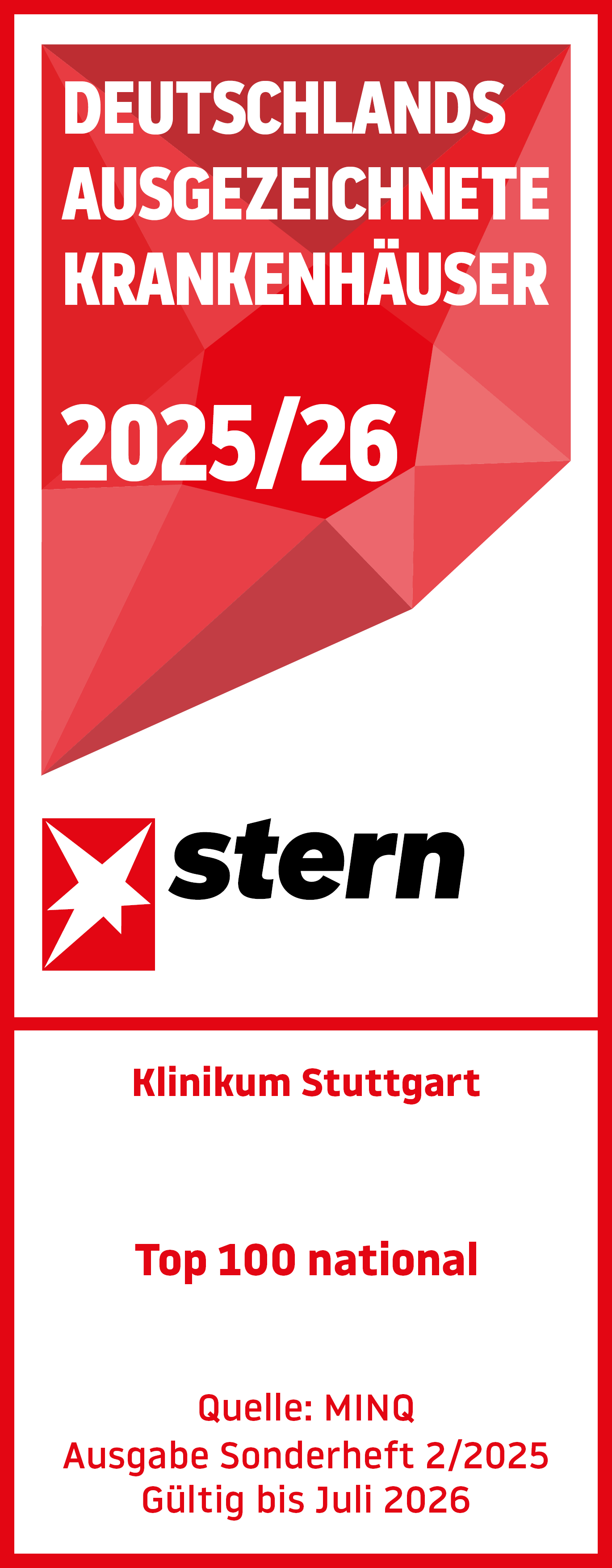 Stern Top100 Kliniken 2025